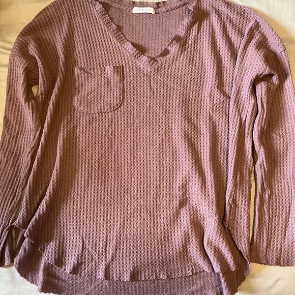 Mauve Waffle Weave Fall Pullover - Picture 2 of 4